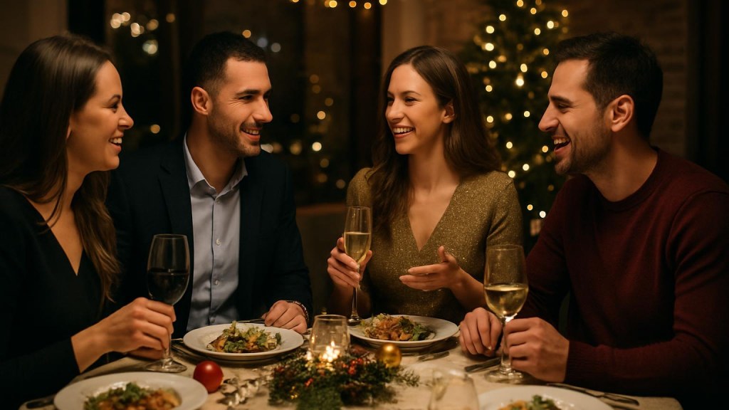 Gruppo di adulti in contesto sociale per Capodanno
